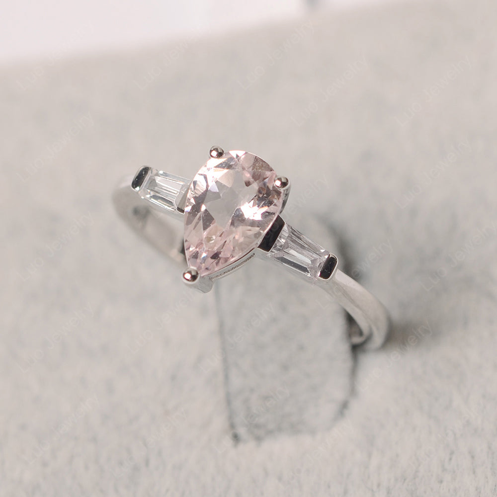 Morganite Ring Teardrop Ring White Gold - LUO Jewelry