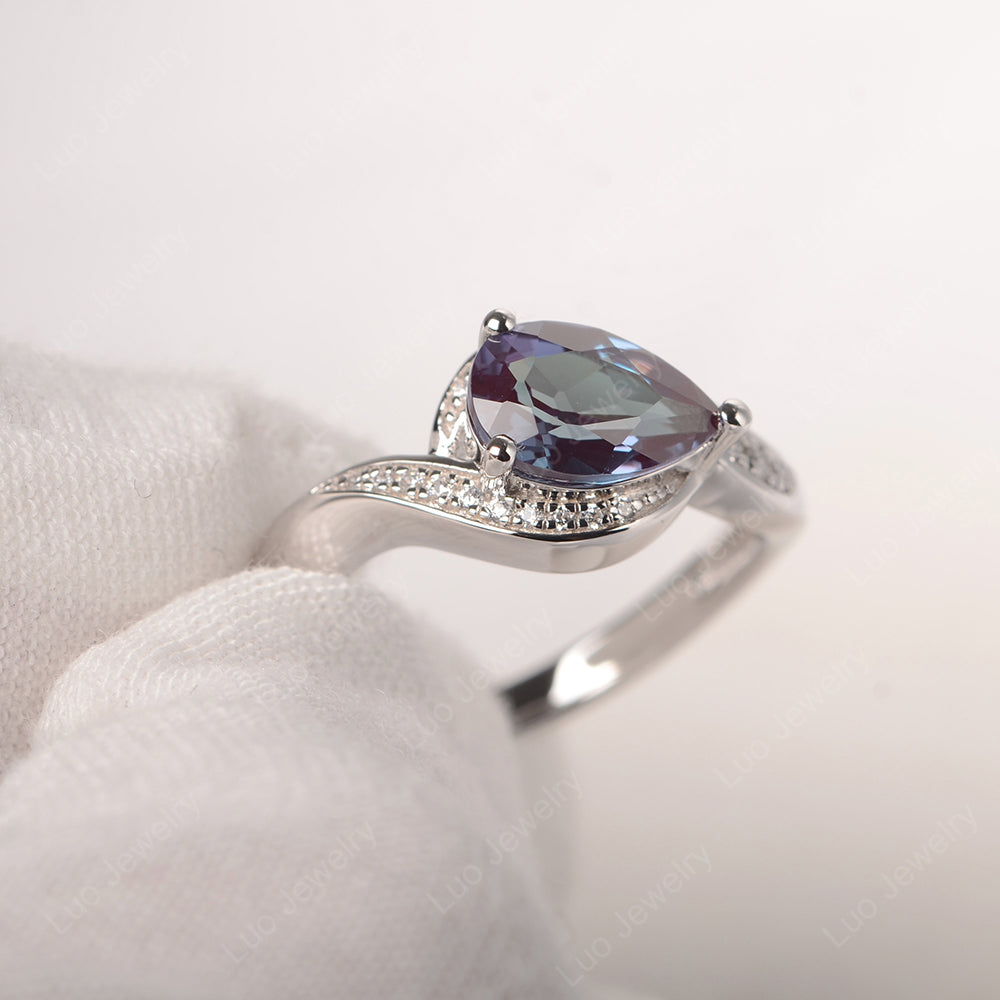 East West Pear Alexandrite Engagement Ring Gold - LUO Jewelry