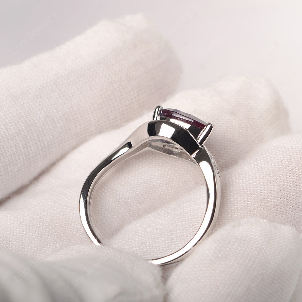 East West Pear Alexandrite Engagement Ring Gold - LUO Jewelry