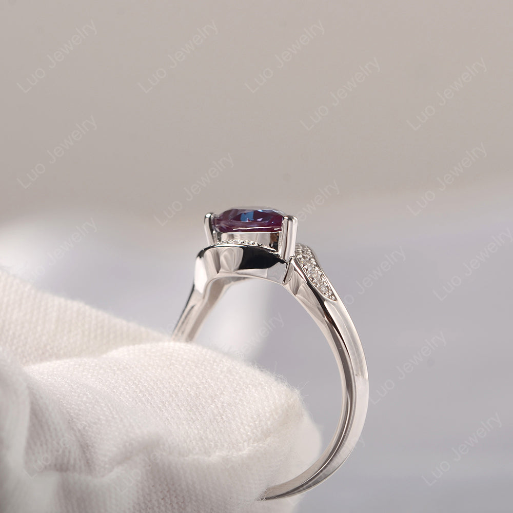 East West Pear Alexandrite Engagement Ring Gold - LUO Jewelry