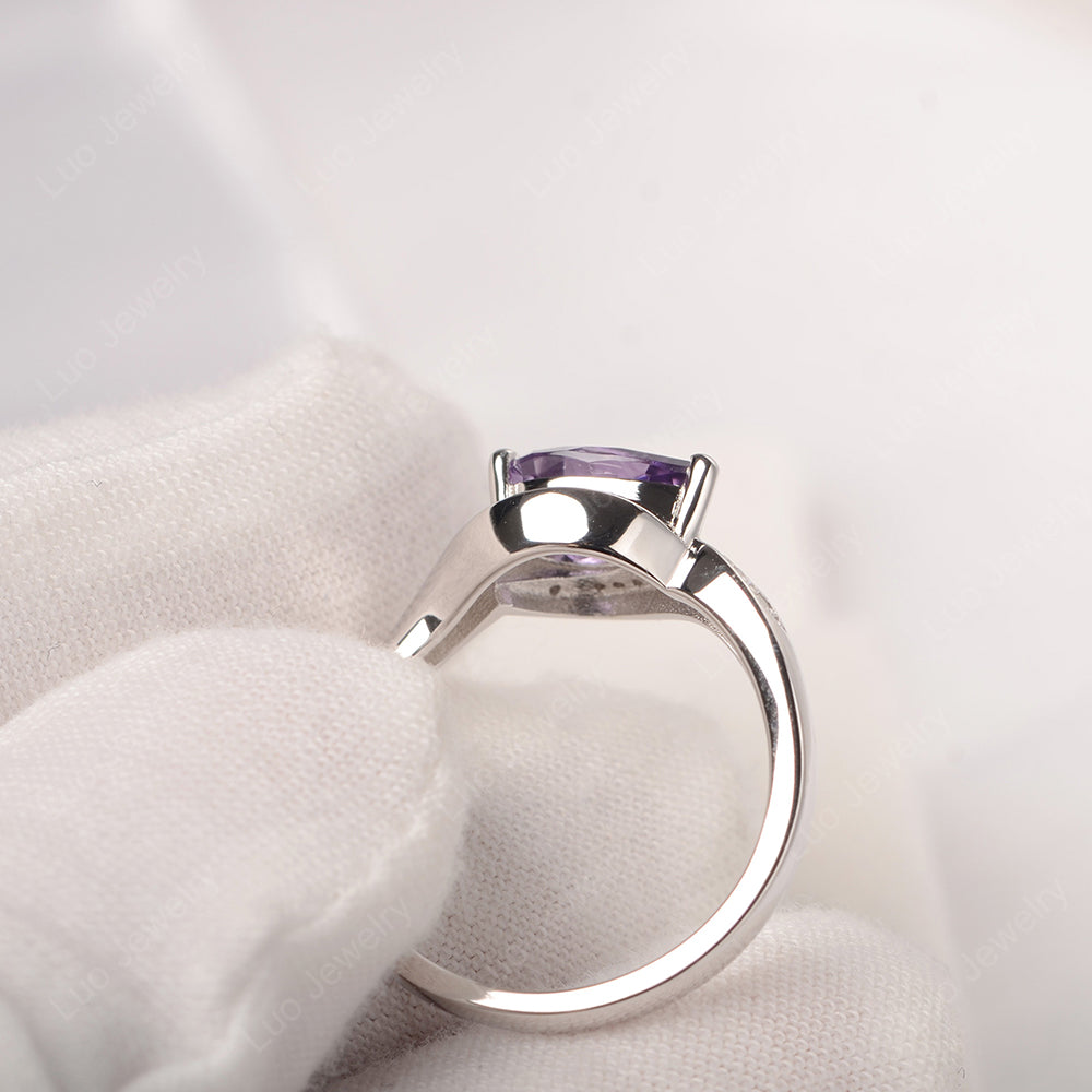 East West Pear Amethyst Engagement Ring Gold - LUO Jewelry