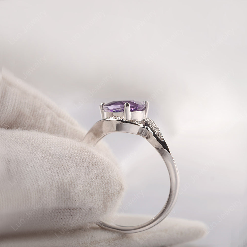 East West Pear Amethyst Engagement Ring Gold - LUO Jewelry