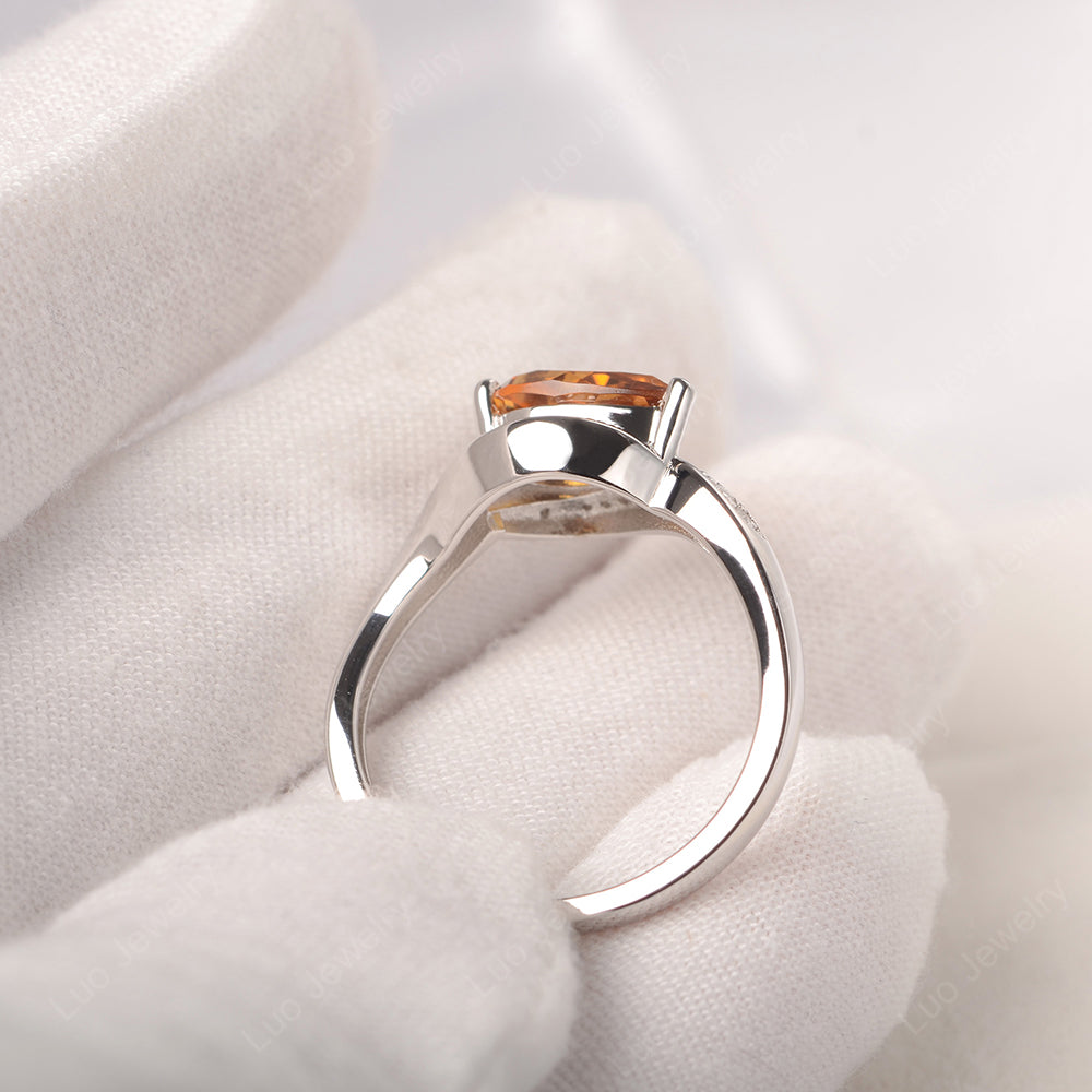 East West Pear Citrine Engagement Ring Gold - LUO Jewelry