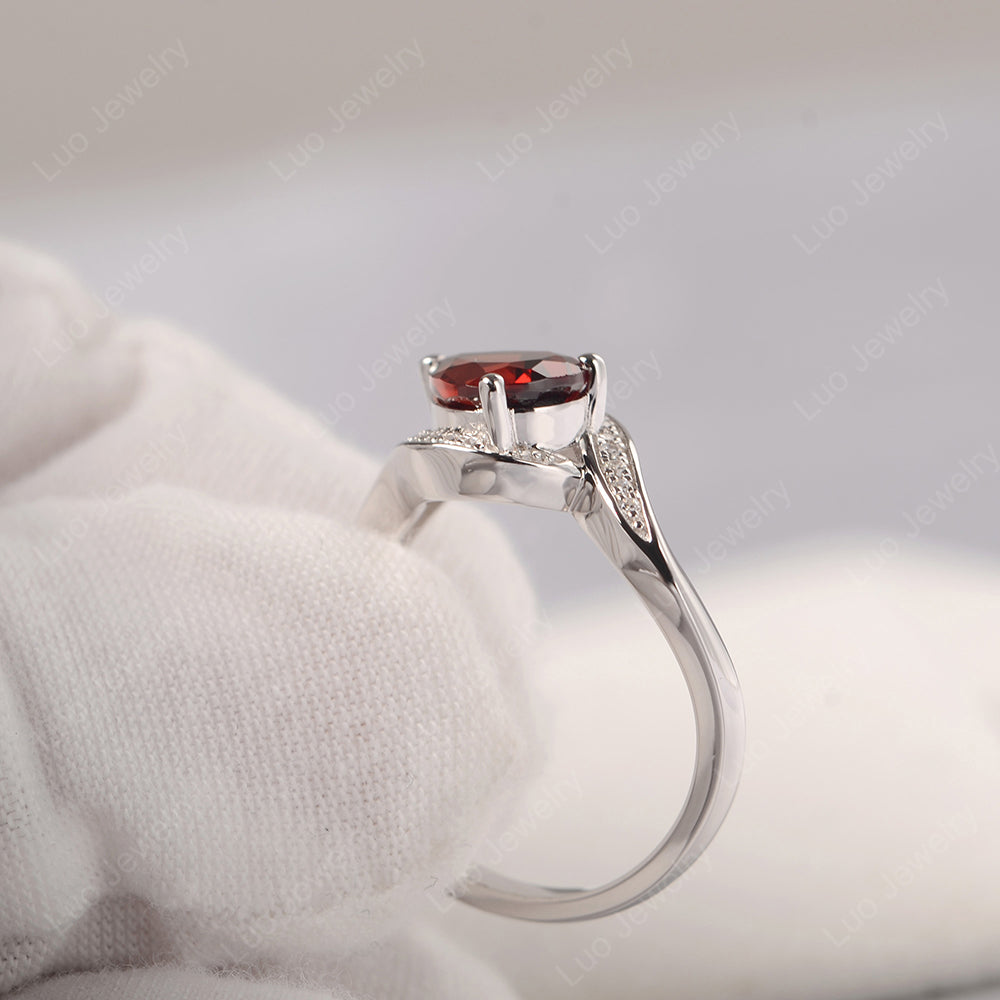 East West Pear Garnet Engagement Ring Gold - LUO Jewelry