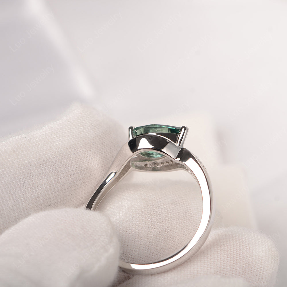 East West Pear Green Sapphire Engagement Ring Gold - LUO Jewelry