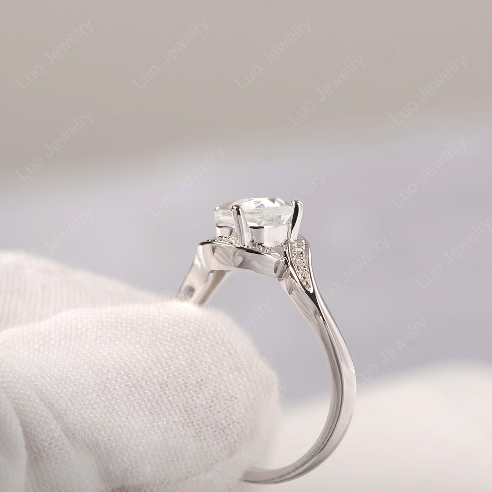 East West Pear Moonstone Engagement Ring Gold - LUO Jewelry