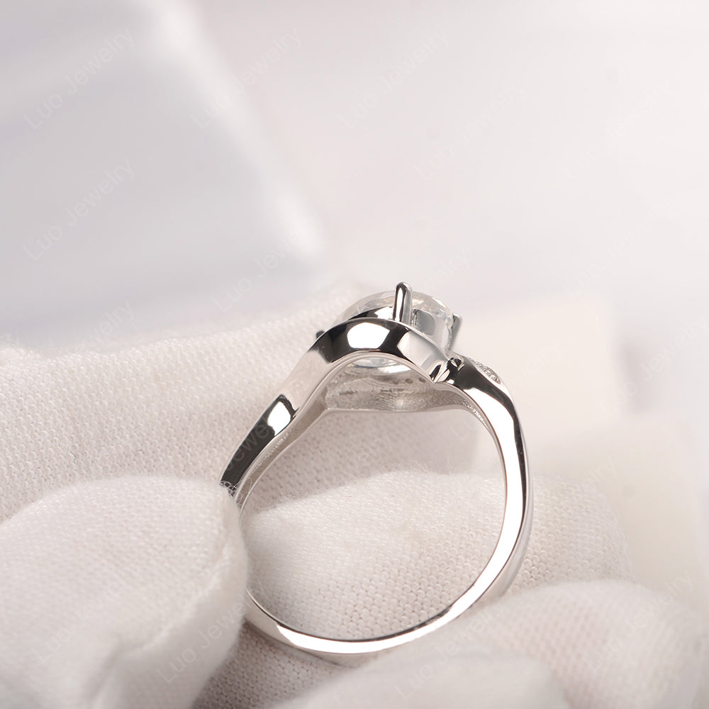 East West Pear Moonstone Engagement Ring Gold - LUO Jewelry