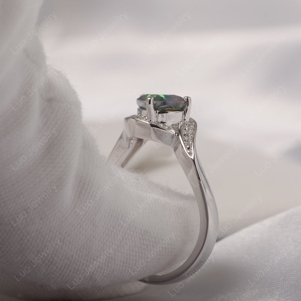 East West Pear Mystic Topaz Engagement Ring Gold - LUO Jewelry