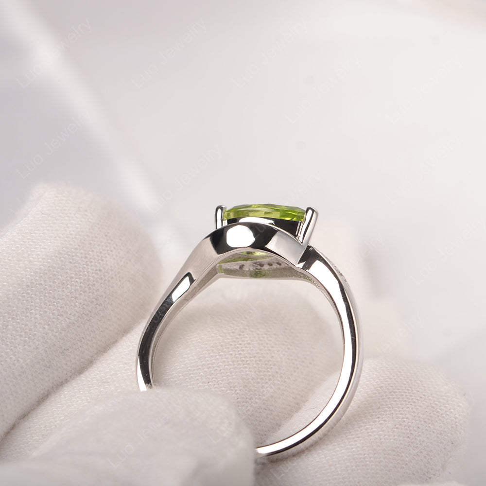 East West Pear Peridot Engagement Ring Gold - LUO Jewelry