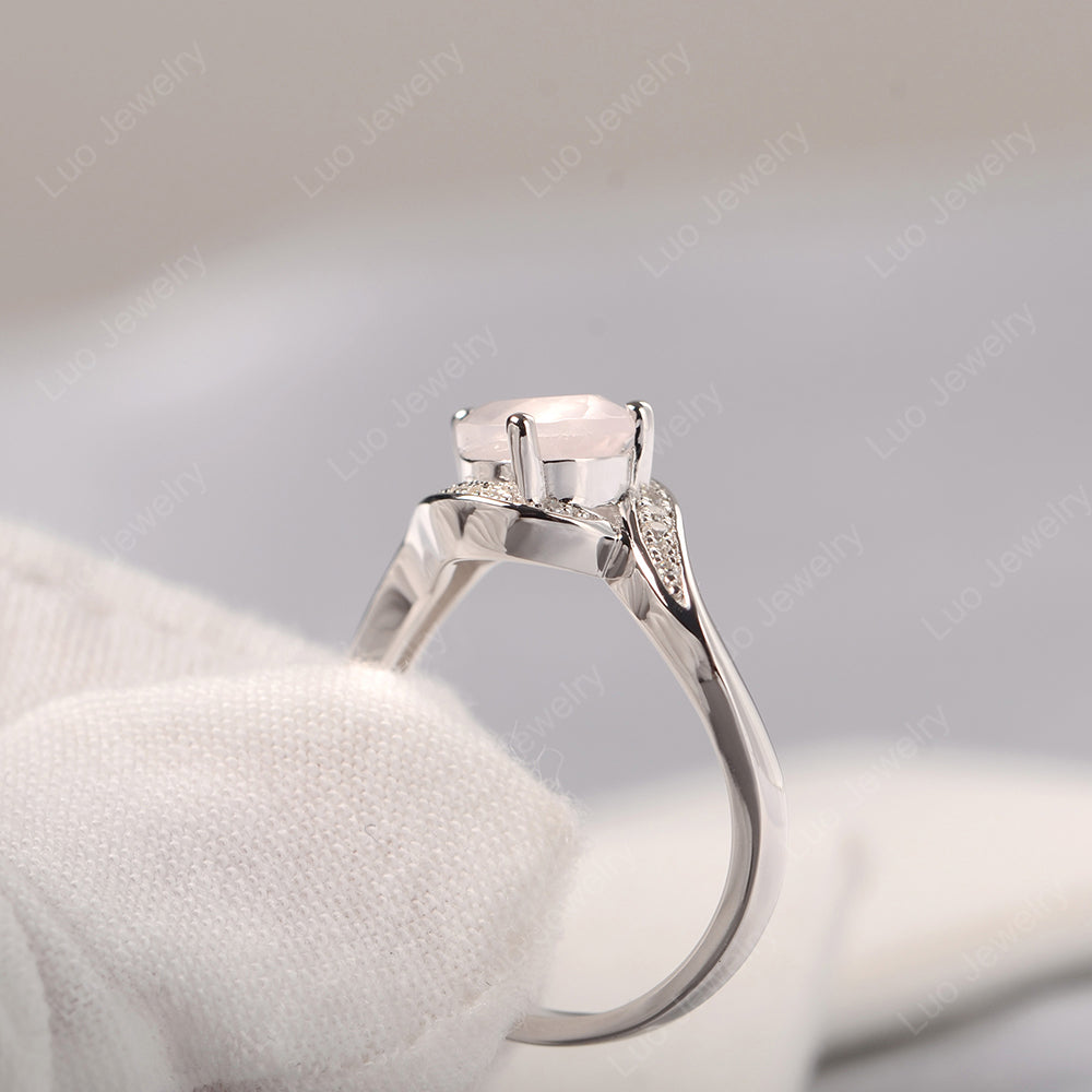 East West Pear Rose Quartz Engagement Ring Gold - LUO Jewelry