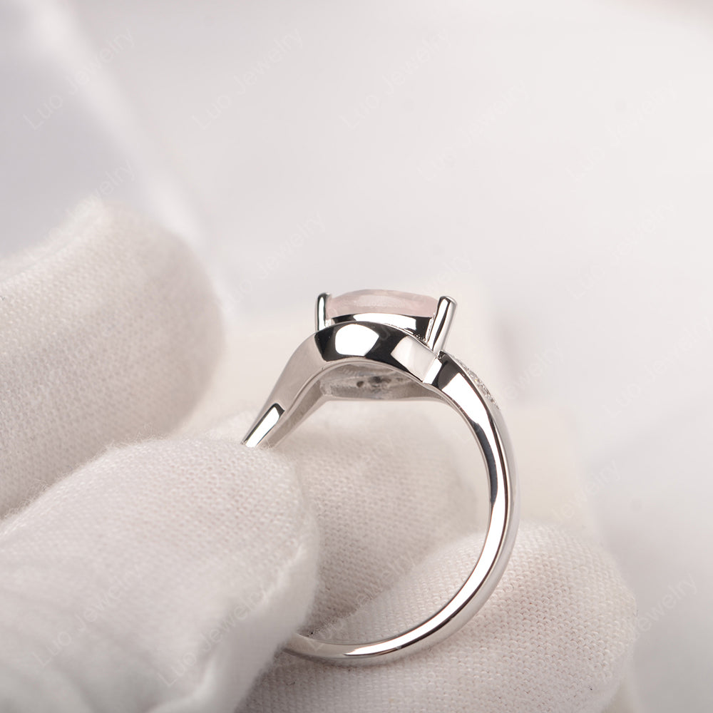 East West Pear Rose Quartz Engagement Ring Gold - LUO Jewelry