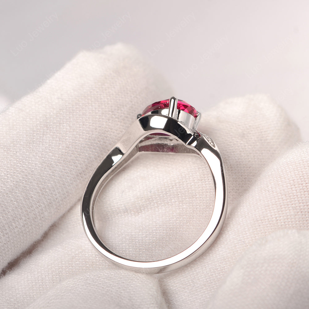 East West Pear Ruby Engagement Ring Gold - LUO Jewelry