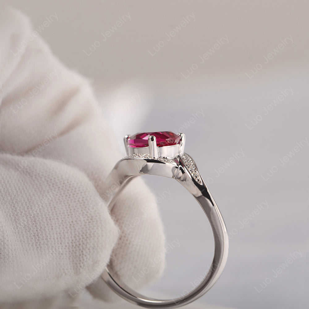 East West Pear Ruby Engagement Ring Gold - LUO Jewelry