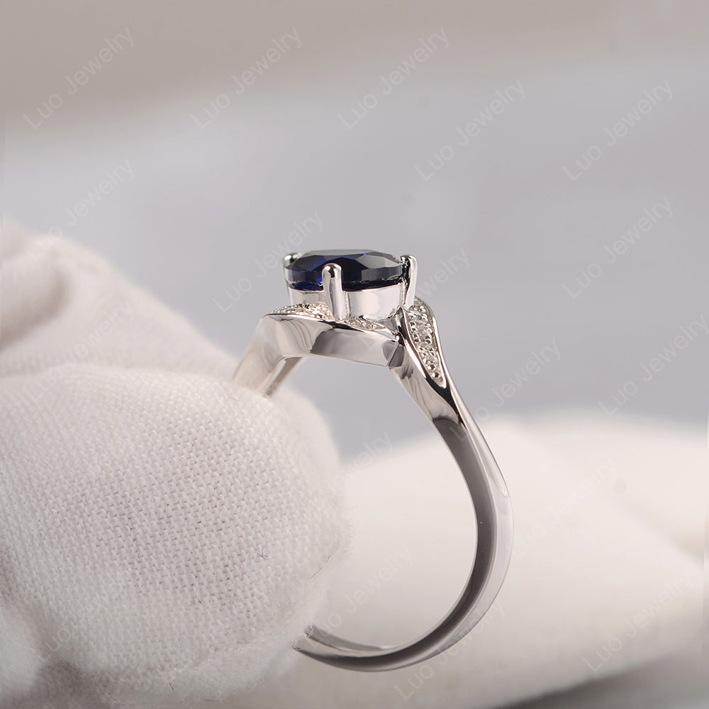 East West Pear Lab Sapphire Engagement Ring Gold - LUO Jewelry