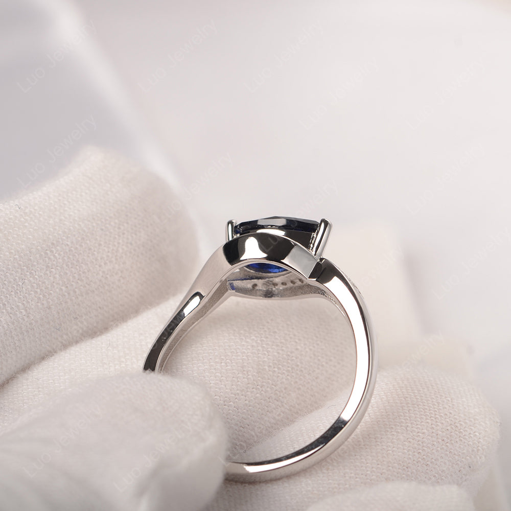 East West Pear Lab Sapphire Engagement Ring Gold - LUO Jewelry