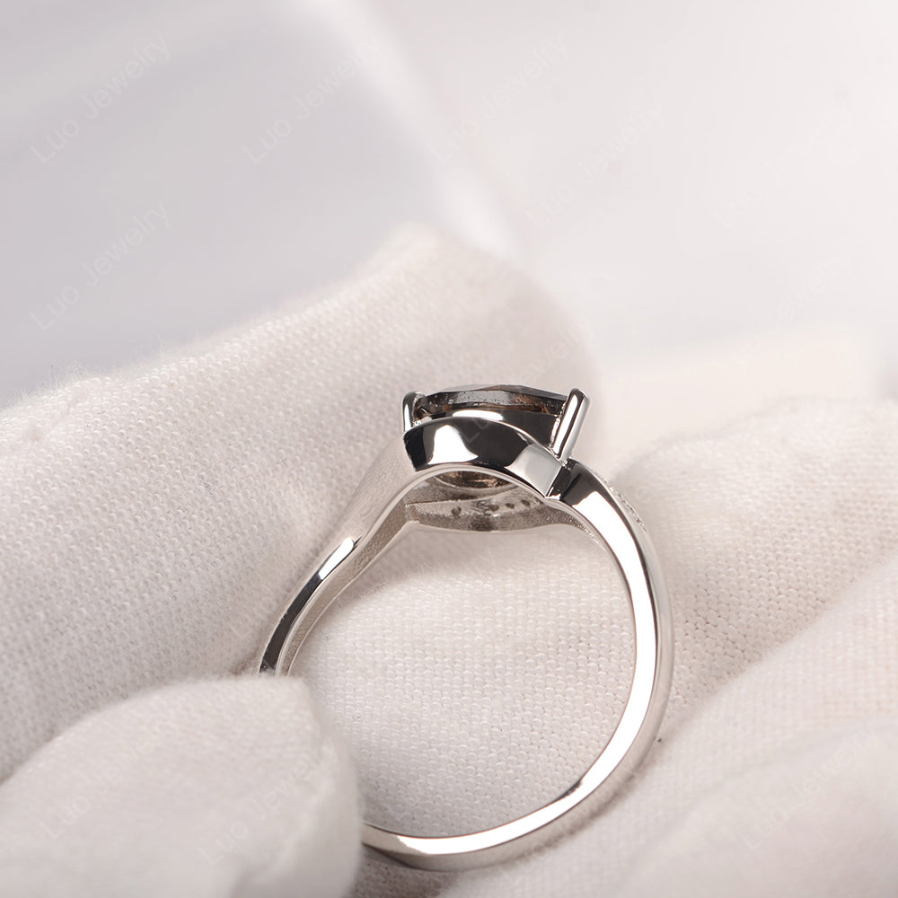 East West Pear Smoky Quartz Engagement Ring Gold - LUO Jewelry