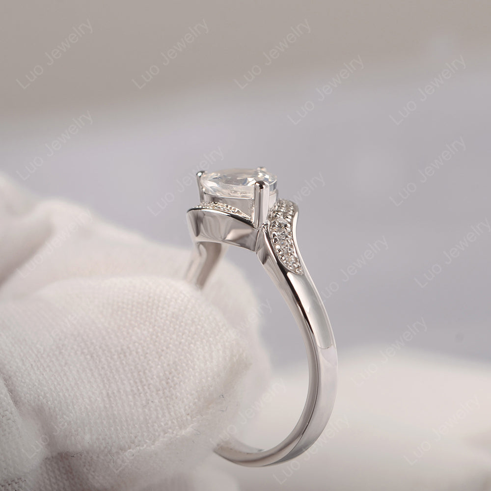 East West Pear White Topaz Engagement Ring Gold - LUO Jewelry