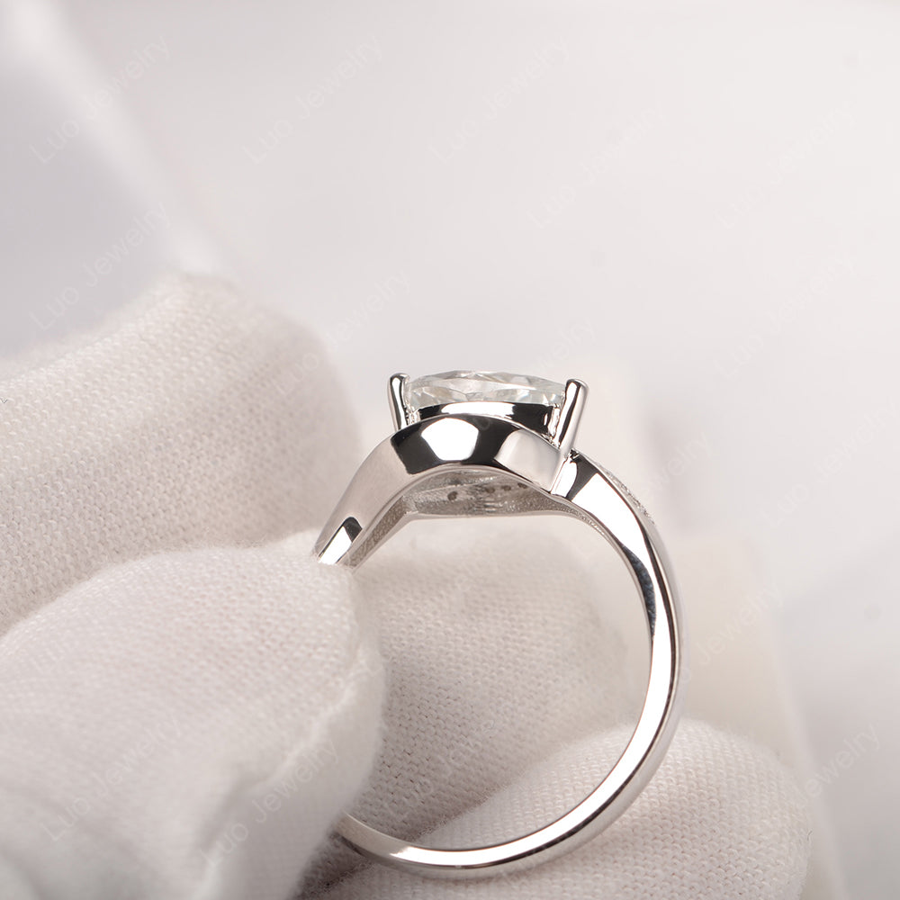 East West Pear White Topaz Engagement Ring Gold - LUO Jewelry