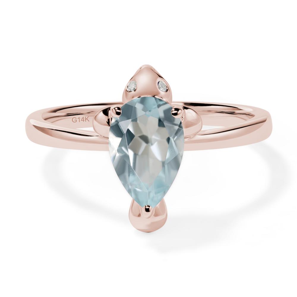 Pear Shaped Aquamarine Sea Lion Ring - LUO Jewelry #metal_14k rose gold