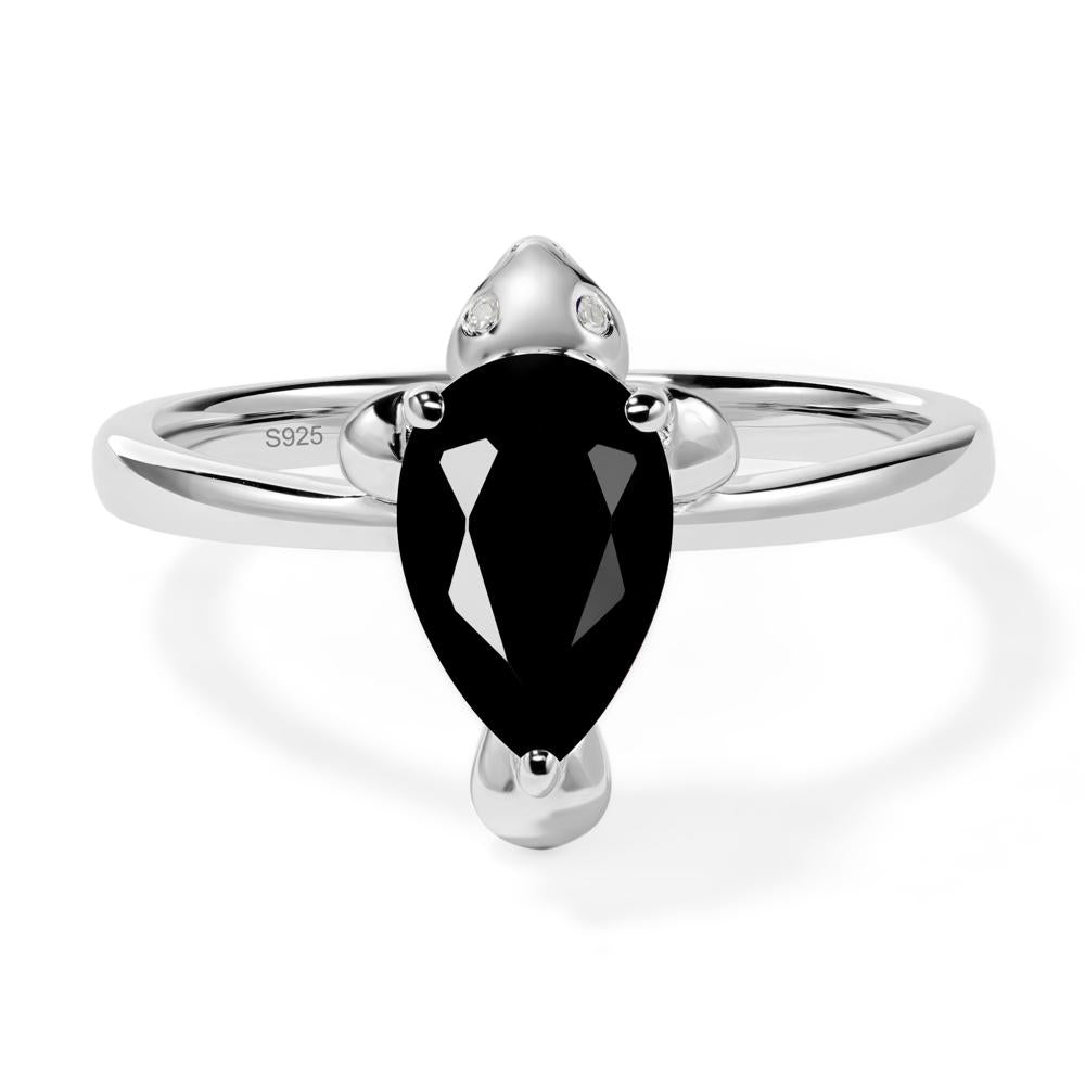 Pear Shaped Black Spinel Sea Lion Ring - LUO Jewelry #metal_sterling silver