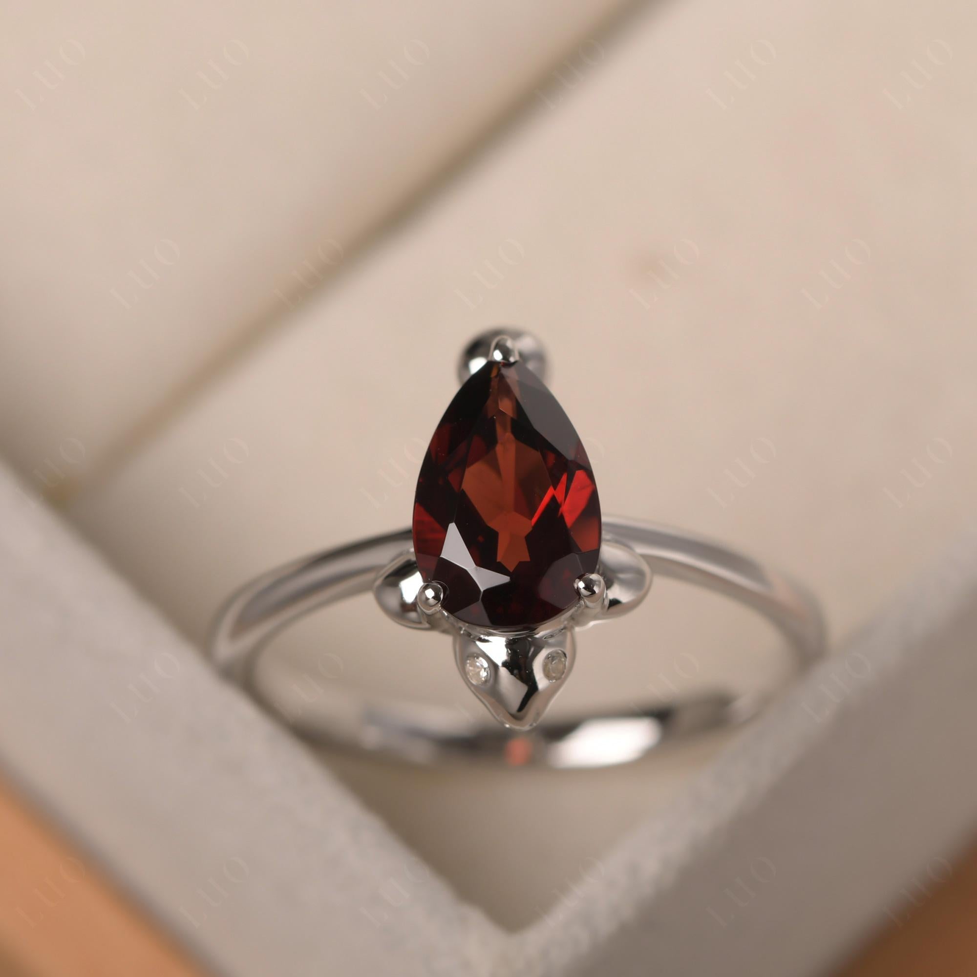 Pear Shaped Garnet Sea Lion Ring - LUO Jewelry