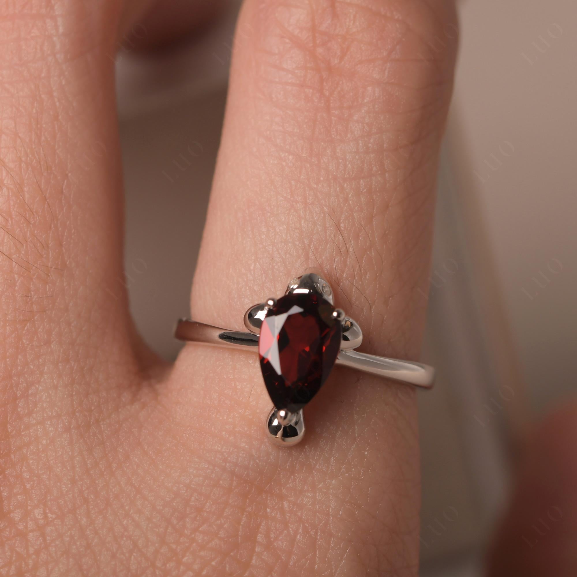 Pear Shaped Garnet Sea Lion Ring - LUO Jewelry