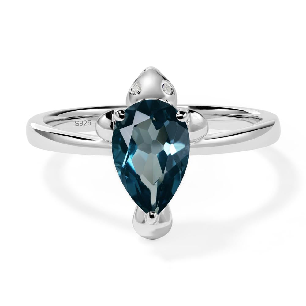 Pear Shaped London Blue Topaz Sea Lion Ring - LUO Jewelry #metal_sterling silver