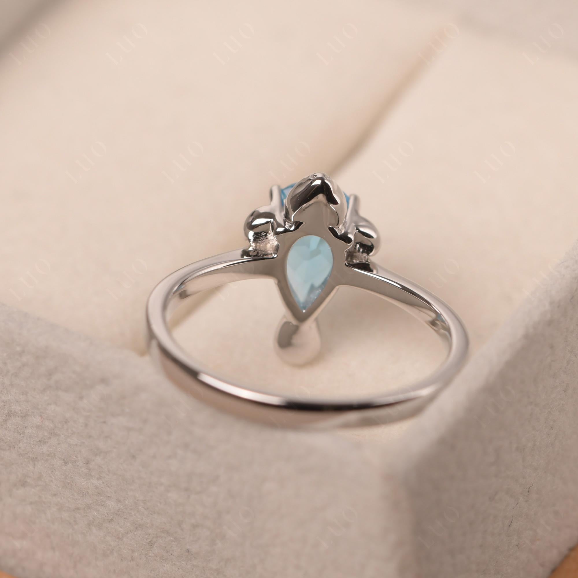 Pear Shaped Swiss Blue Topaz Sea Lion Ring - LUO Jewelry