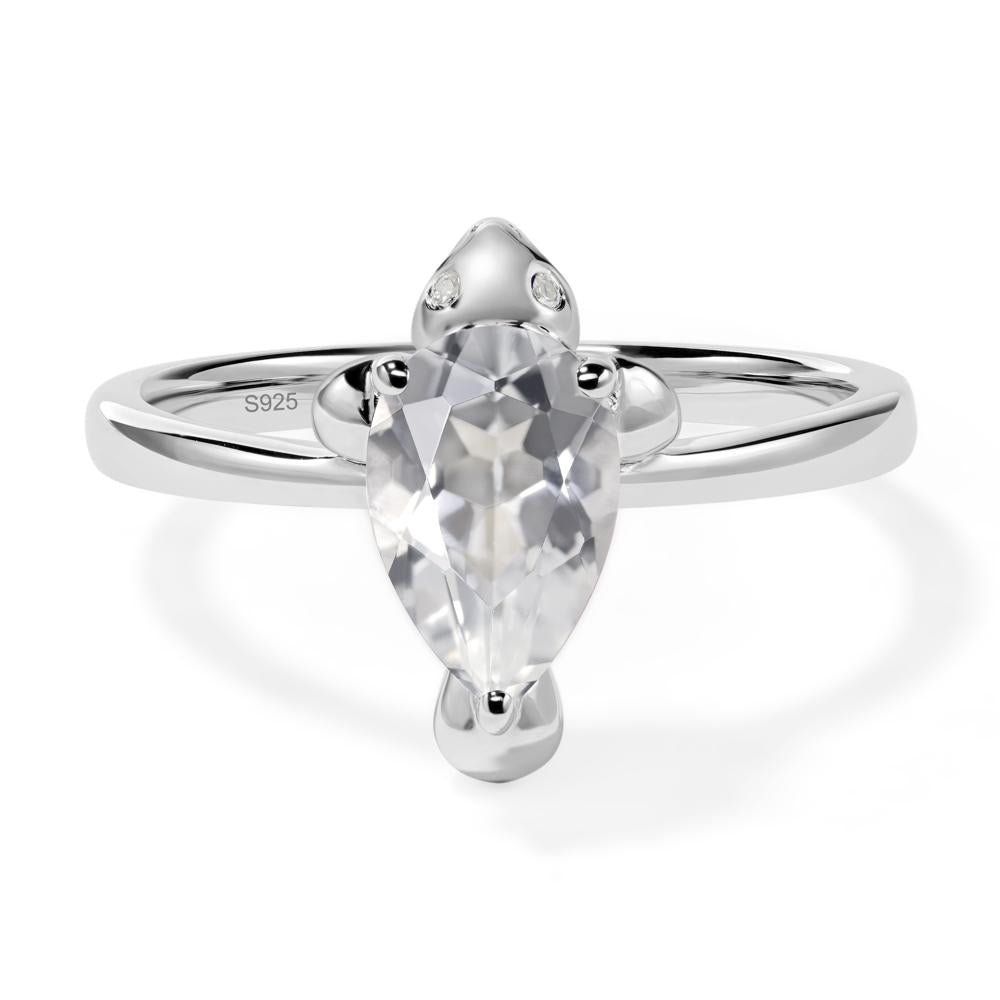 Pear Shaped White Topaz Sea Lion Ring - LUO Jewelry #metal_sterling silver