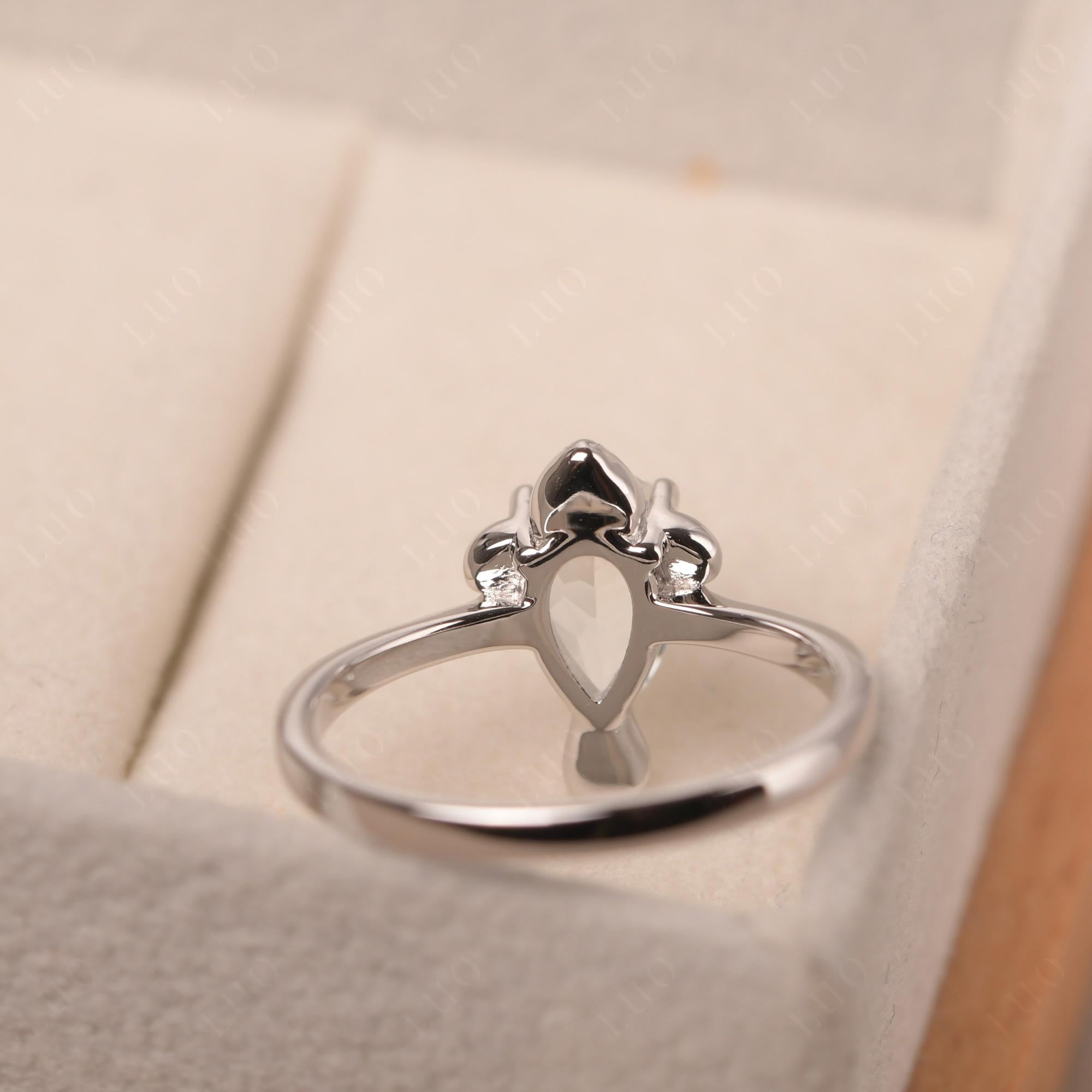 Pear Shaped White Topaz Sea Lion Ring - LUO Jewelry