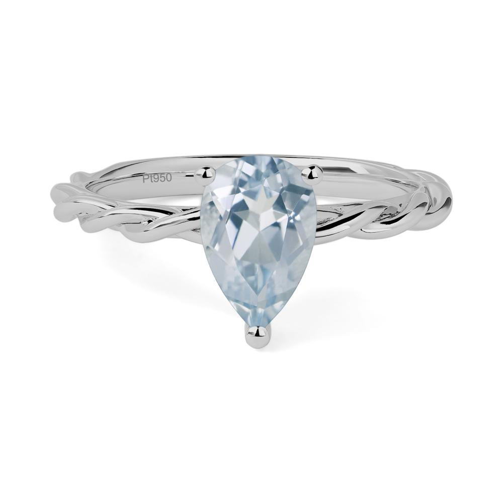 Teardrop Aquamarine Solitaire Rope Ring - LUO Jewelry #metal_platinum