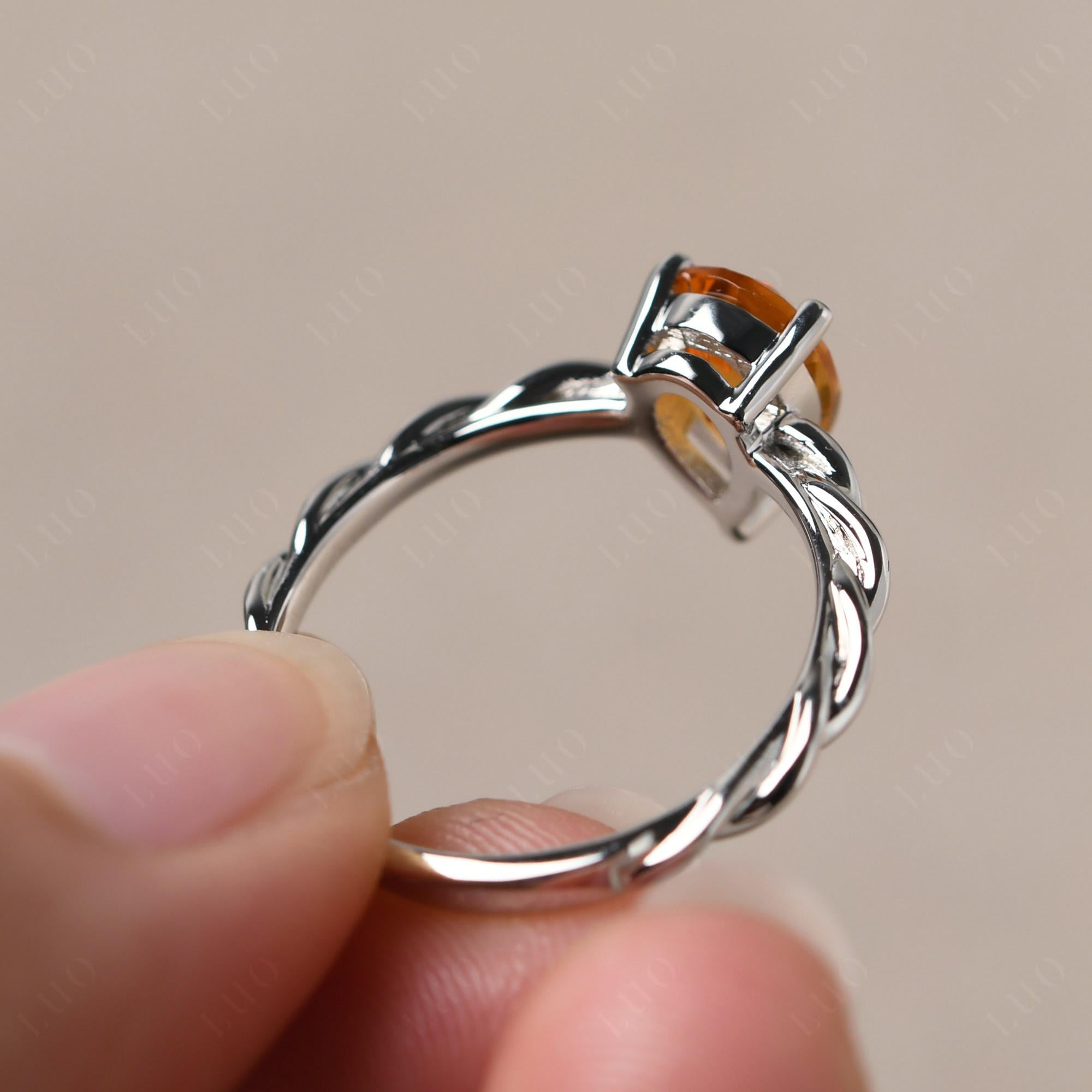 Teardrop Citrine Solitaire Rope Ring - LUO Jewelry