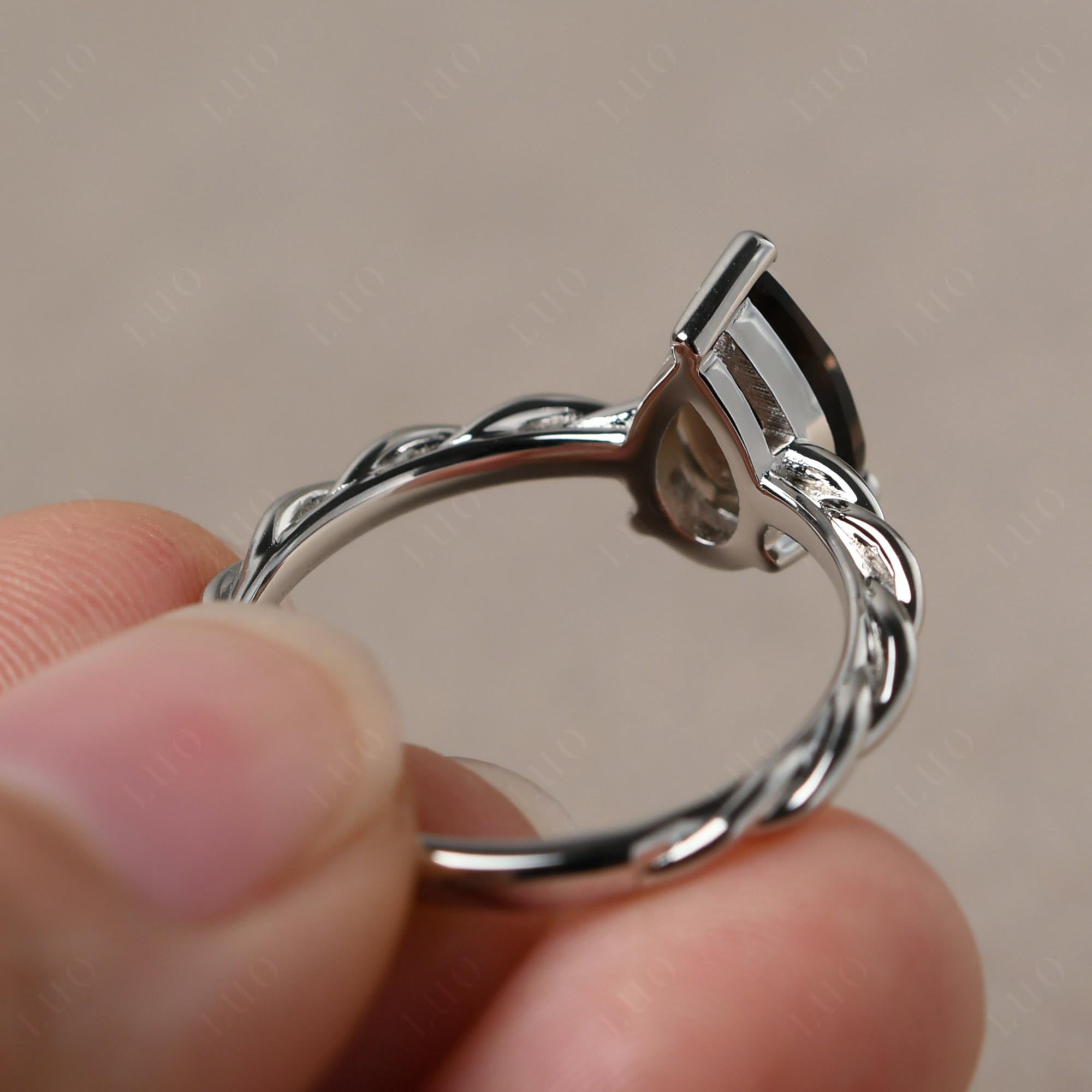 Teardrop Smoky Quartz Solitaire Rope Ring - LUO Jewelry
