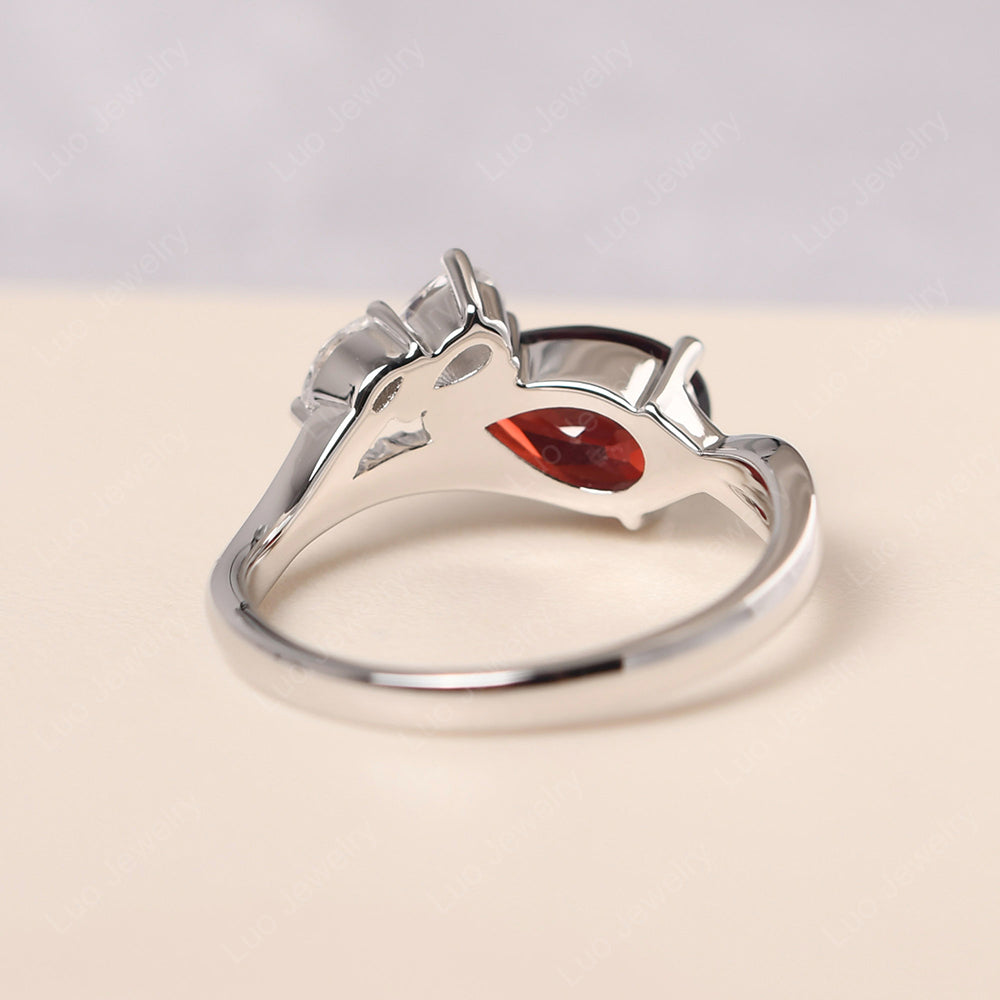 Pear Shaped Horizontal Garnet Ring - LUO Jewelry
