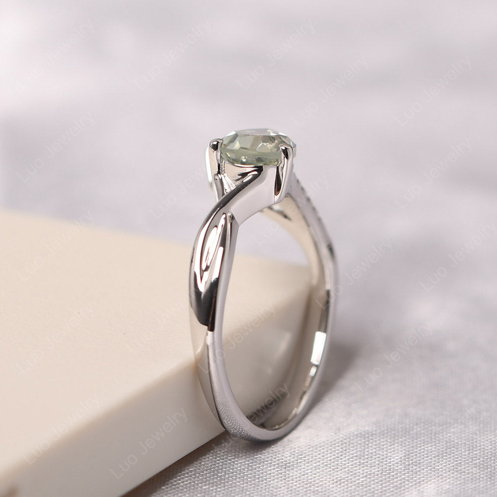 Pear Shaped Horizontal Green Amethyst Ring - LUO Jewelry
