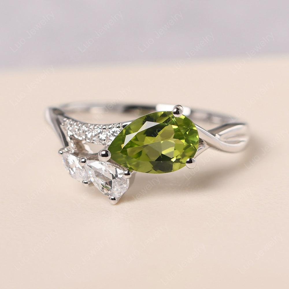 Pear Shaped Horizontal Peridot Ring - LUO Jewelry