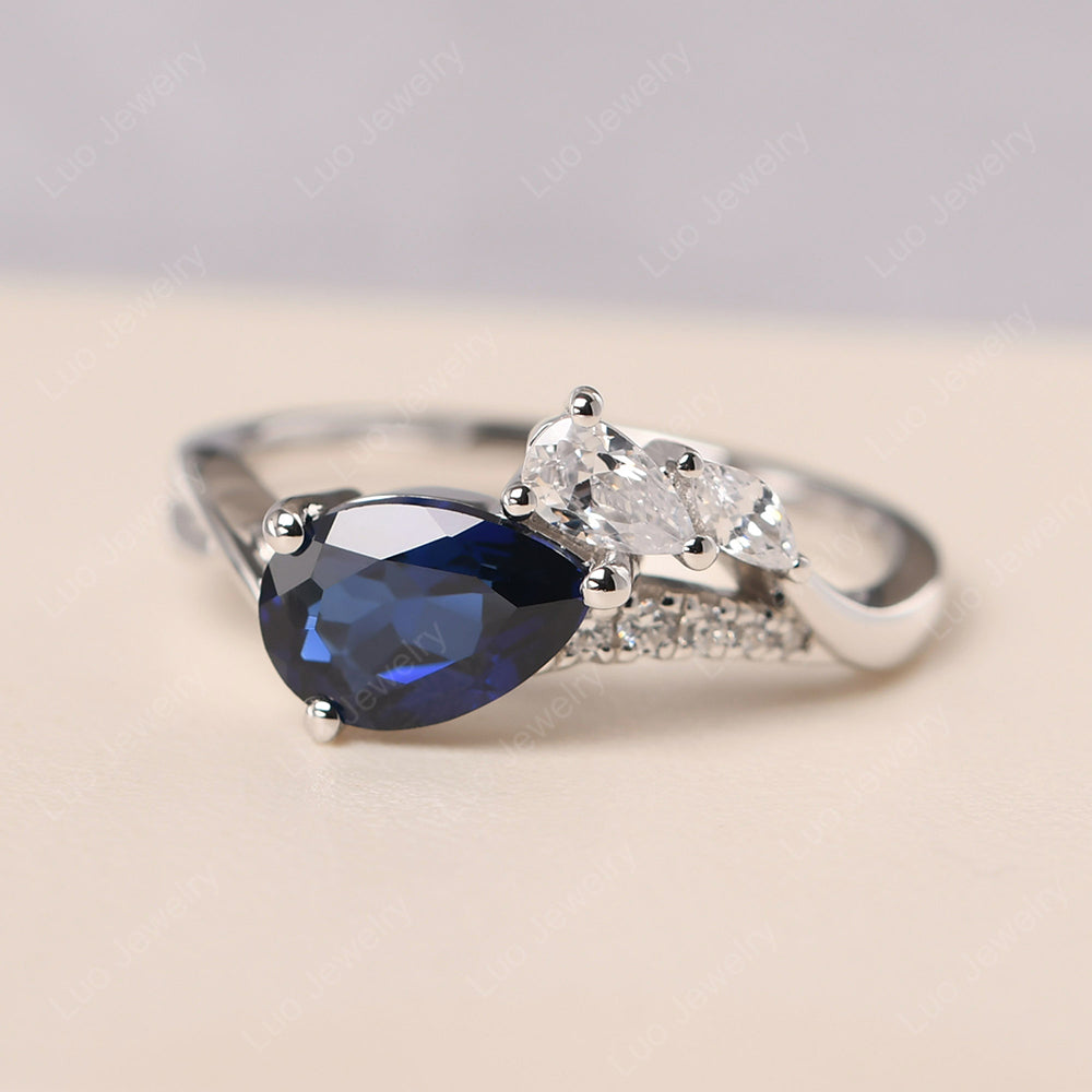 Pear Shaped Horizontal Sapphire Ring - LUO Jewelry
