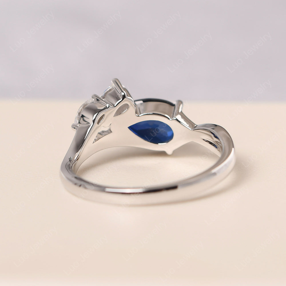 Pear Shaped Horizontal Sapphire Ring - LUO Jewelry