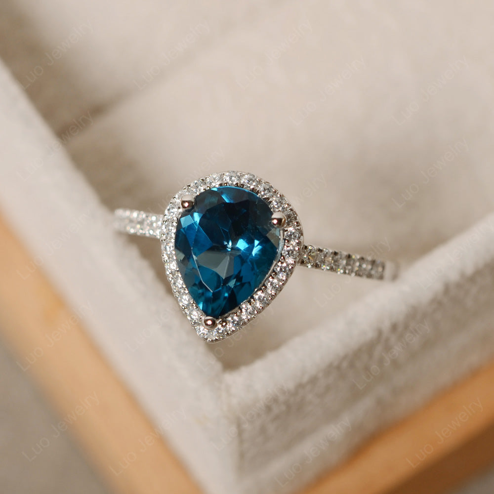 Pear Shaped London Blue Topaz Ring - LUO Jewelry