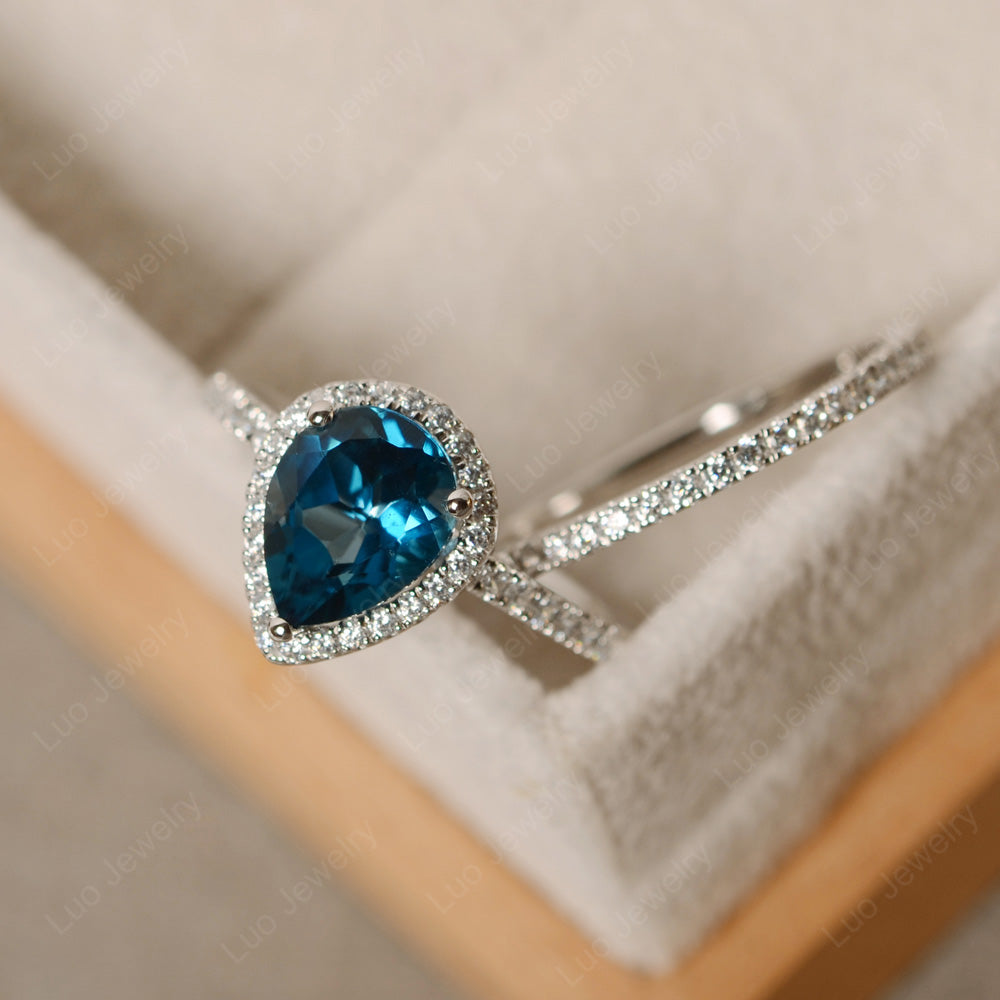 Pear Shaped London Blue Topaz Ring - LUO Jewelry