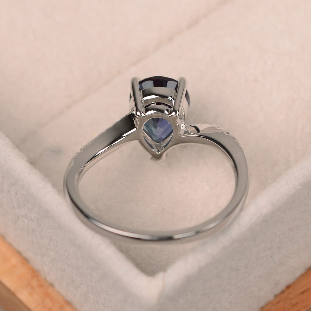 Pear Shaped Alexandrite Engagement Ring Pave - LUO Jewelry