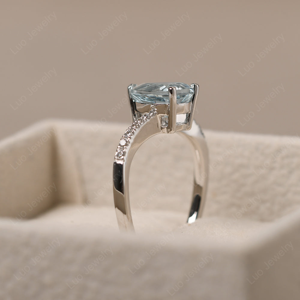 Pear Shaped Aquamarine Engagement Ring Pave - LUO Jewelry