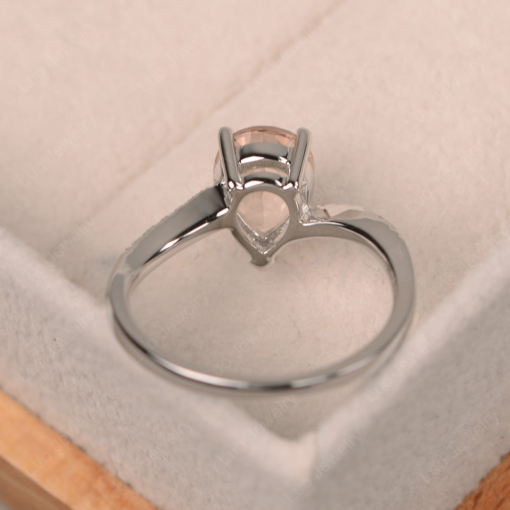 Pear Shaped Morganite Engagement Ring Pave - LUO Jewelry