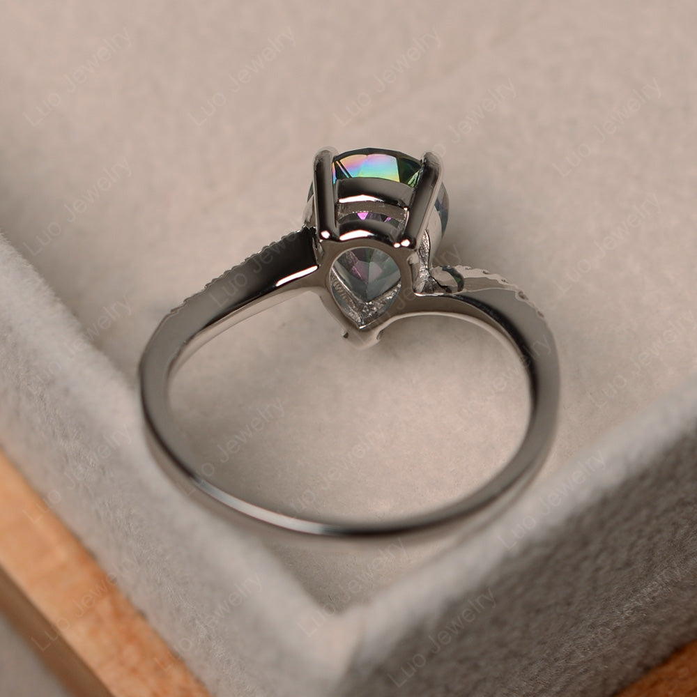 Pear Shaped Mystic Topaz Engagement Ring Pave - LUO Jewelry