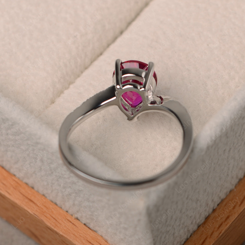 Pear Shaped Ruby Engagement Ring Pave - LUO Jewelry