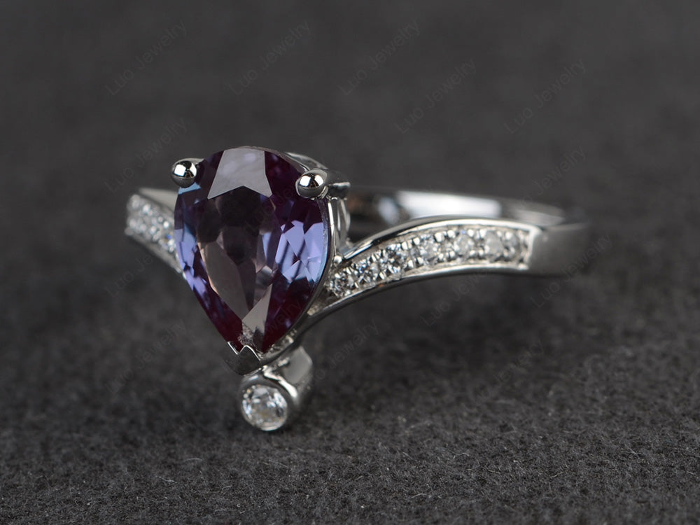 Unique Pear Shaped Alexandrite Ring Art Deco - LUO Jewelry