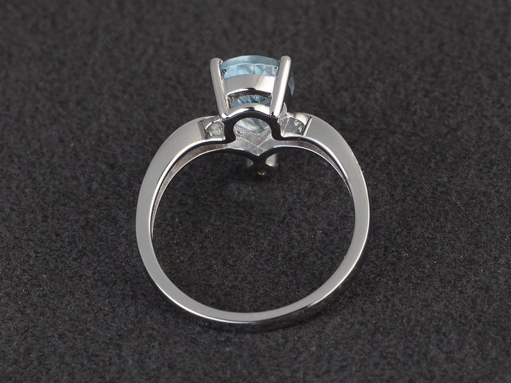 Unique Pear Shaped Aquamarine Ring Art Deco - LUO Jewelry