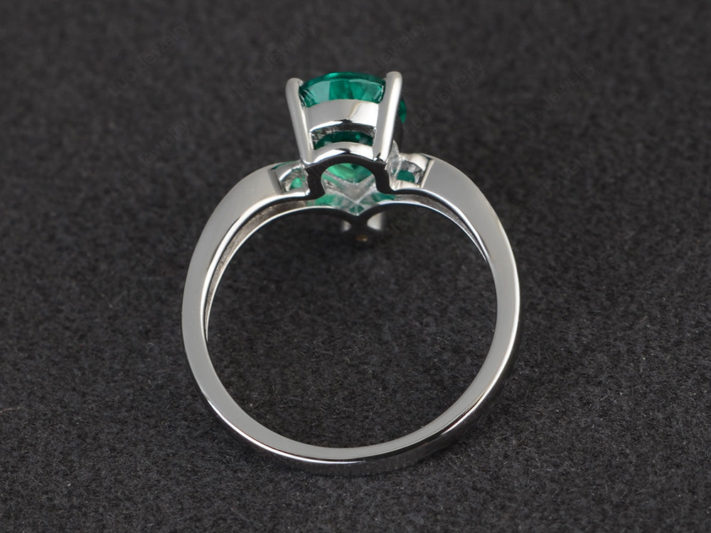 Unique Pear Shaped Lab Emerald Ring Art Deco - LUO Jewelry