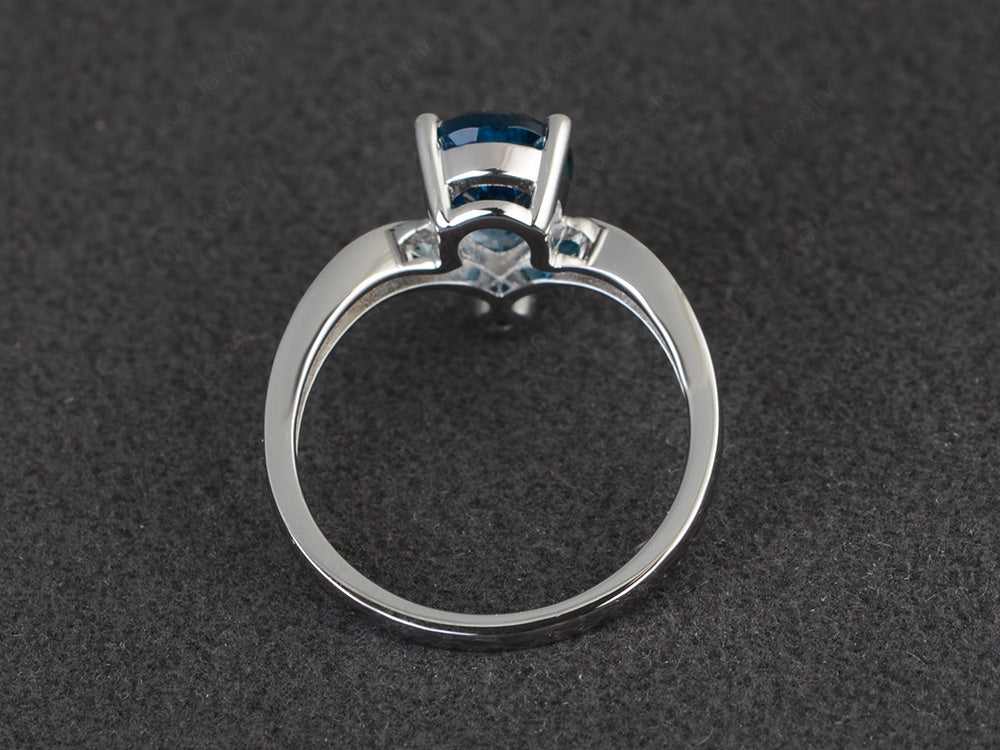 Unique Pear Shaped London Blue Topaz Ring Art Deco - LUO Jewelry