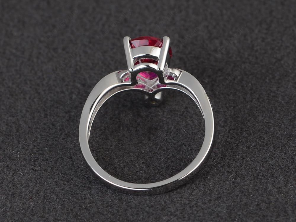 Unique Pear Shaped Ruby Ring Art Deco - LUO Jewelry
